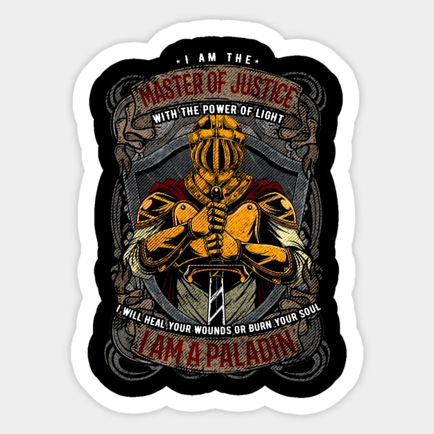 I Am A Paladin Master of Justice RPG MMORPG Sticker by JTYDesigns